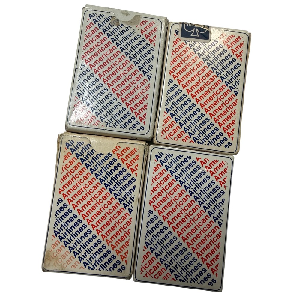 Lot of 4 Vintage American Airlines Playing Cards Collectible Aviation Decks